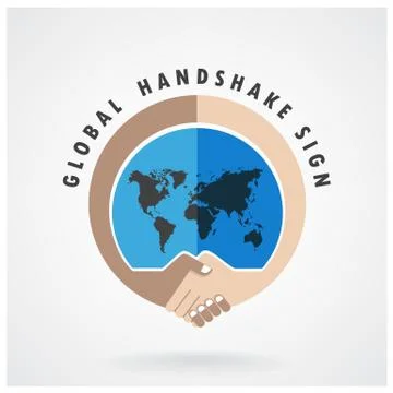 Global handshake abstract sign vector design Stock Illustration