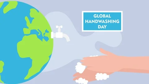 Global Handwashing Day Concept with Hands Washing with Soap under Water Tap.. Stock Footage 337954705