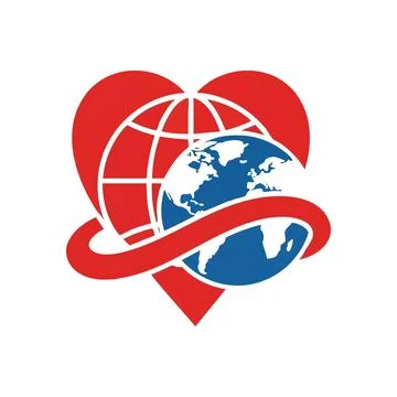 (Global Heart World Unity. This emblem portrays worldwide care and human so.. Stock Illustration