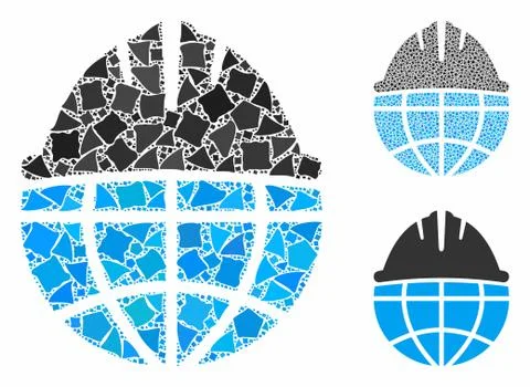 Global helmet Composition Icon of Tuberous Pieces 库存插图