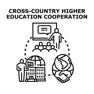 Global higher education cooperation achieving international partnership Stock Illustration