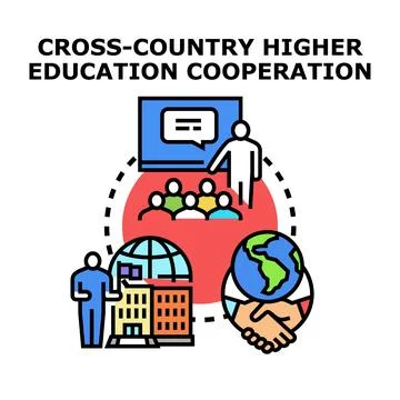 Global higher education cooperation achieving international partnership Stock Illustration