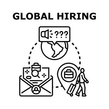 Global hiring process, recruiting candidates worldwide Stock Illustration