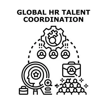 Global hr talent coordinating optimizing resource management 库存插图