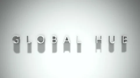 Global hub 3D title animation with shadows on a white background Vídeos de archivo 296849190