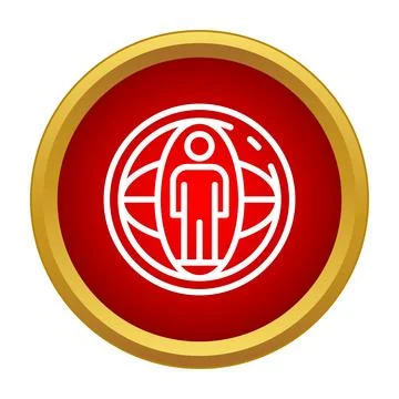 Global human figure icon inside red circle Stock Illustration