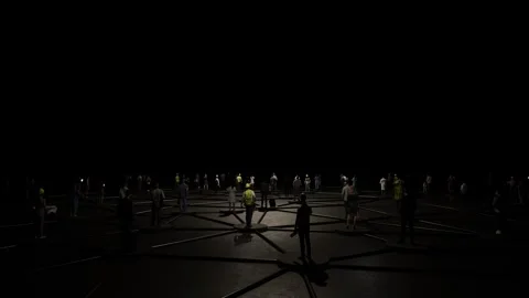 Global Human Network and Social Connection Concept in Dark Digital Space Stock Footage 332117517