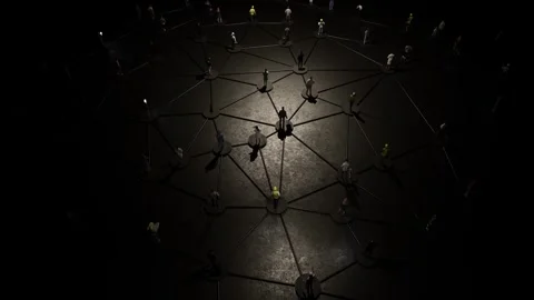 Global Human Network and Social Connection Concept in Dark Digital Space Stock Footage 332117551