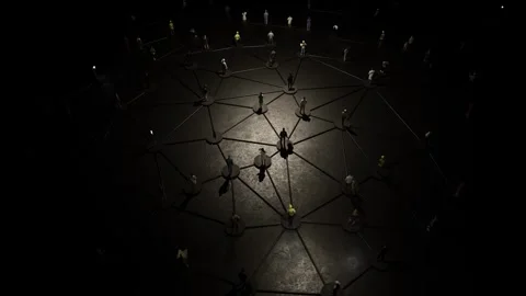 Global Human Network and Social Connection Concept in Dark Digital Space Stock Footage 332117561