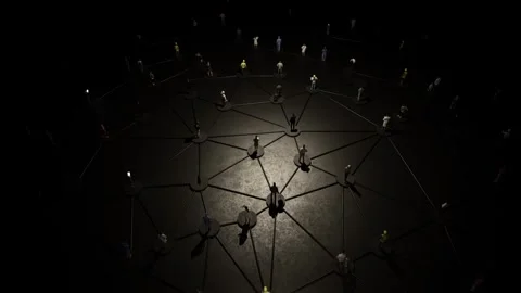 Global Human Network and Social Connection Concept in Dark Digital Space Stock Footage 332117592
