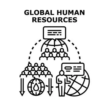 Global human resources management and workforce development concept Stock Illustration