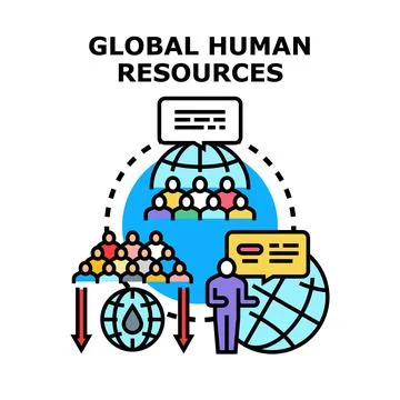 Global human resources management and workforce development concept Stock Illustration
