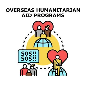 Global humanitarian aid programs offering support and relief Stock Illustration