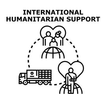 Global humanitarian support providing aid and assistance Stock Illustration