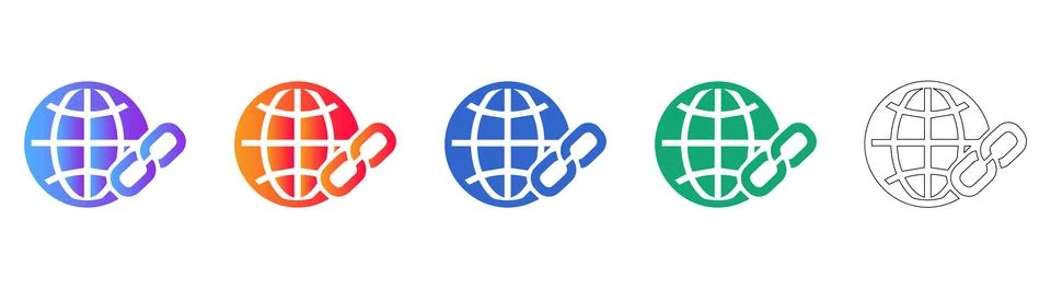 Global Hyperlink Icon Set for Web Browsing Stock Illustration