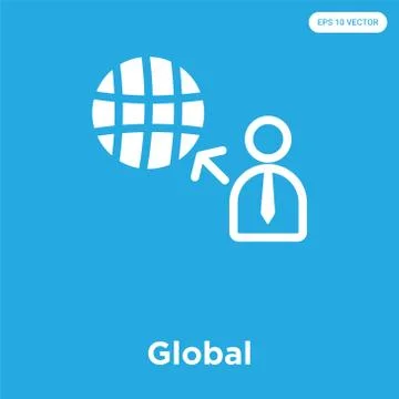 Global icon isolated on blue background Free Stock Illustration