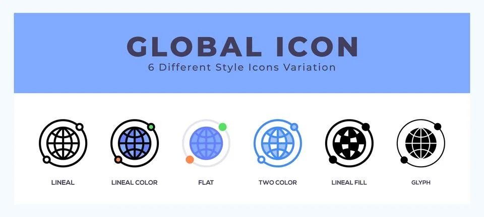 Global icon set pack vector illustration. 스톡 일러스트
