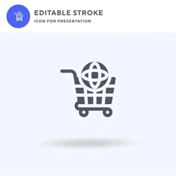 Global icon vector, filled flat sign, solid pictogram isolated on white, logo Illustrazione stock