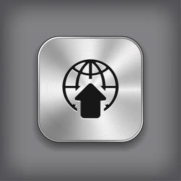 Global icon - vector metal app button 스톡 일러스트