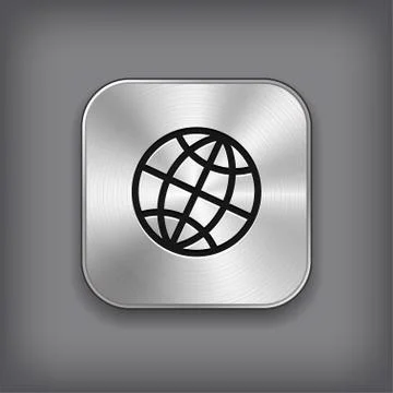 Global icon - vector metal app button Stock Illustration