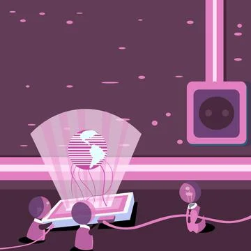 Global Ideas Joining Together Forming New Futuristic Technological Achievements Stock Illustration