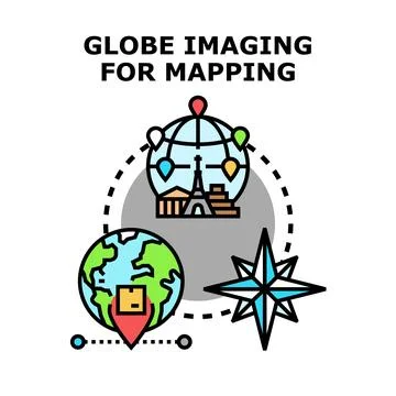 Global imaging for mapping exploring location and navigation Stock Illustration