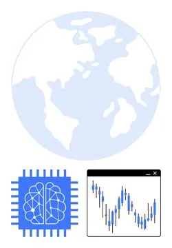 Global Impact of Artificial Intelligence and Market Analysis on Technology イラスト素材