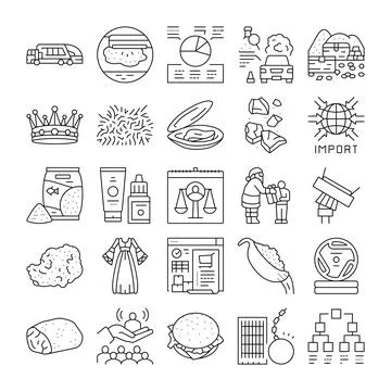 Global import export logistics business line art Stock Illustration