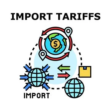 Global import tariffs impacting international trade economy イラスト素材