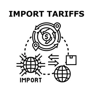 Global import tariffs impacting international trade economy Stock Illustration