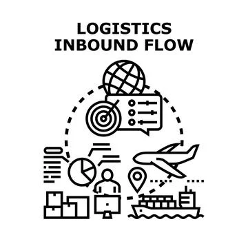 Global inbound logistics flow planning and supply chain management Stockillustratie