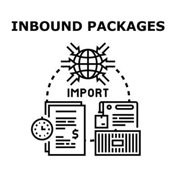Global inbound package delivery importing document logistic Stock Illustration
