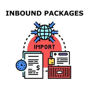 Global inbound package delivery importing document logistic Stock Illustration