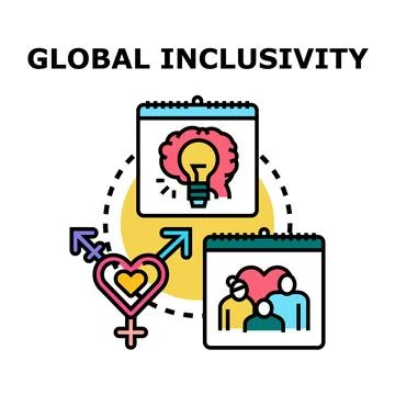 Global inclusivity concept connecting idea, gender, and family Stock Illustration