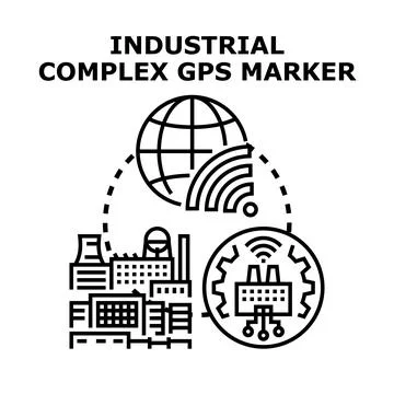 Global industrial complex connecting smart factory with iot Stock Illustration