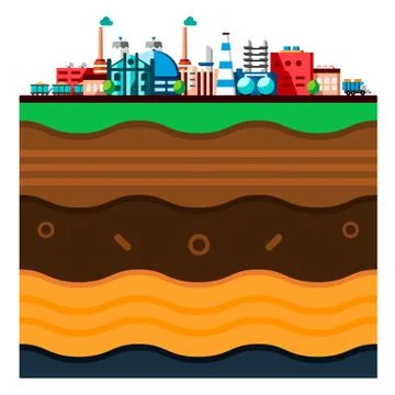 Global industrial technology process with ecology concept. Structure of the Stock Illustration