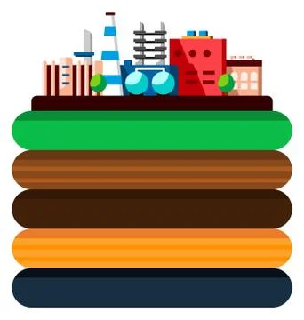 Global industrial technology process with ecology concept. Structure of the 스톡 일러스트