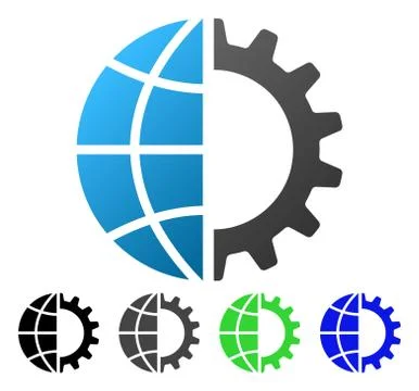 Global Industry Flat Gradient Icon Stock Illustration