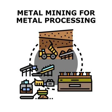 Global industry processing metal mining raw materials Ilustración de archivo