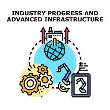 Global industry progress and advanced production infrastructure Stock Illustration