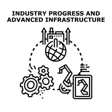 Global industry progress and advanced production infrastructure Stock Illustration