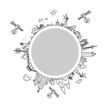 Global information network  on the globe 스톡 일러스트