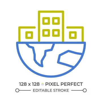 Global infrastructure two color line icon Illustrazione stock
