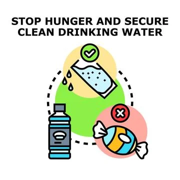Global initiative securing clean drinking water preventing hunger Stock Illustration