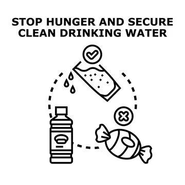 Global initiative securing clean drinking water preventing hunger Stock Illustration