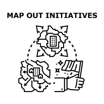 Global initiatives planning development and international cooperation concept Illustrazione stock