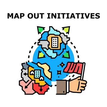 Global initiatives planning development and international cooperation concept Stock Illustration
