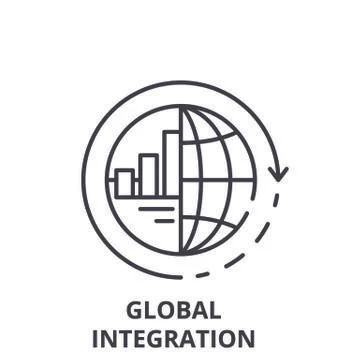 Global integration line icon concept. Global integration vector linear Illustrazione stock