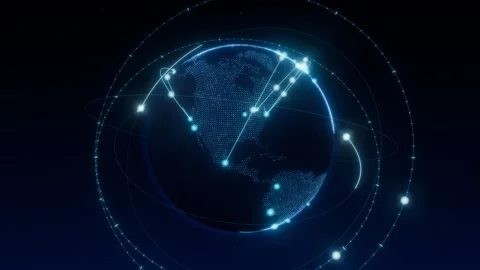 Global intelligence dashboard earth data network loop 3D animation seamless loop Stock Footage 341185595