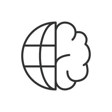 Global Intelligence, icon in line design. Global, intelligence, AI, network Stockillustratie